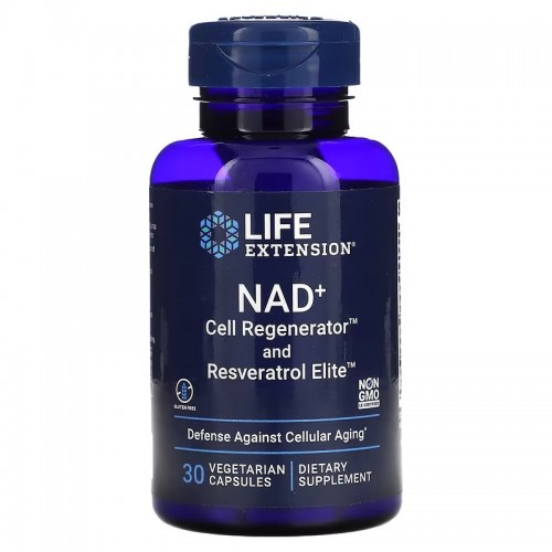 Life Extension, NAD + Cell Regenerator и ресвератрол, никотинамид рибозид NIAGEN, 30 вегетарианских капсул Life Extension, NAD + Cell Regenerator и ресвератрол, никотинамид рибозид NIAGEN, 30 вегетарианских капсул