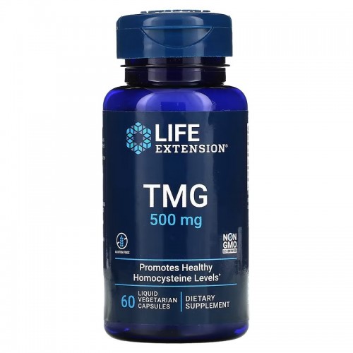 Life Extension, TMG, триметилглицин, 500 мг, 60 вегетарианских капсул с жидкостью Life Extension, TMG, триметилглицин, 500 мг, 60 вегетарианских капсул с жидкостью
