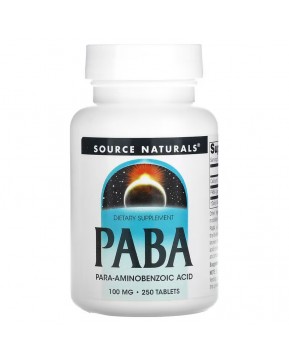 Source Naturals, ПАБК, 100 мг, 250 таблеток Source Naturals, ПАБК, 100 мг, 250 таблеток