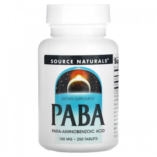 Source Naturals, ПАБК, 100 мг, 250 таблеток Source Naturals, ПАБК, 100 мг, 250 таблеток