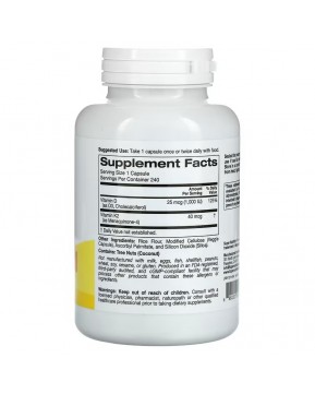 Super Nutrition, витамины D3 и К2, 240 растительных капсул