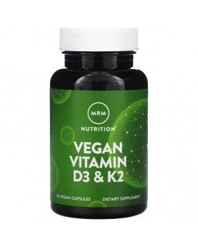 MRM Nutrition, веганские витамины D3 и K2, 62,5 мкг (2500 МЕ), 60 веганских капсул MRM Nutrition, веганские витамины D3 и K2, 62,5 мкг (2500 МЕ), 60 веганских капсул