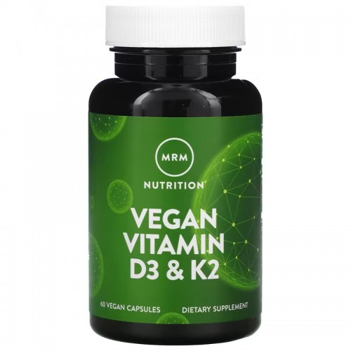 MRM Nutrition, веганские витамины D3 и K2, 62,5 мкг (2500 МЕ), 60 веганских капсул MRM Nutrition, веганские витамины D3 и K2, 62,5 мкг (2500 МЕ), 60 веганских капсул