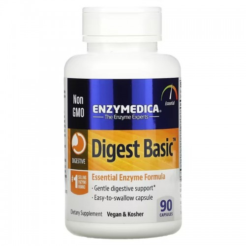 Enzymedica, Digest Basic, состав с основными ферментами, 90 капсул Enzymedica, Digest Basic, состав с основными ферментами, 90 капсул