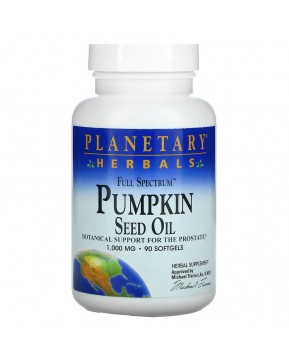 Planetary Herbals, Тыквенное масло с полным спектром активных веществ, 1000 мг, 90 гелевых капсул Planetary Herbals, Тыквенное масло с полным спектром активных веществ, 1000 мг, 90 гелевых капсул