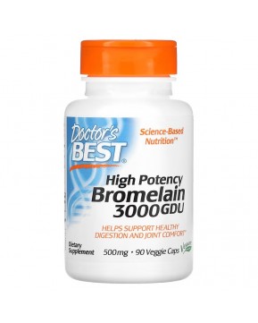 Doctor's Best, высокоэффективный бромелаин, 3000 GDU, 500 мг, 90 растительных капсул Doctor's Best, высокоэффективный бромелаин, 3000 GDU, 500 мг, 90 растительных капсул