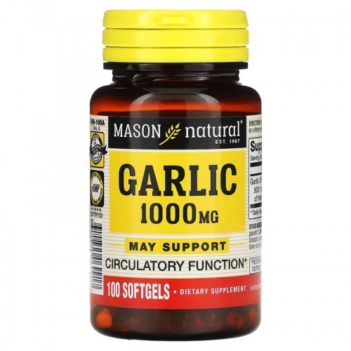 Mason Natural, Масло чеснока, 1000 мг, 100 мягких таблеток Mason Natural, Масло чеснока, 1000 мг, 100 мягких таблеток
