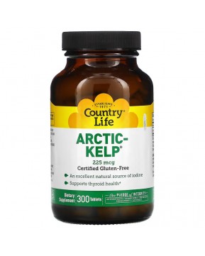 Country Life, Arctic-Kelp, арктические бурые водоросли, 225 мкг, 300 таблеток