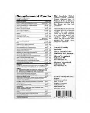 Ultamins, мультивитаминный комплекс для женщин с коэнзимом Q10, грибами, ферментами, овощами и ягодами, 60 растительных капсул