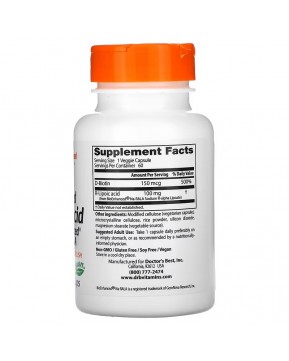 Doctor's Best, стабилизированная R-липоевая кислота с BioEnhanced Na-RALA, 100 мг, 60 растительных капсул