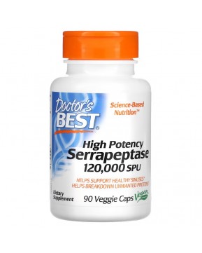 Doctor's Best, серрапептаза высокой эффективности, 120 000 SPU, 90 вегетарианских капсул Doctor's Best, серрапептаза высокой эффективности, 120 000 SPU, 90 вегетарианских капсул