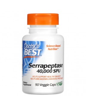 Doctor's Best, серрапептаза Best, 40 000 SPU, 90 вегетарианских капсул Doctor's Best, серрапептаза Best, 40 000 SPU, 90 вегетарианских капсул