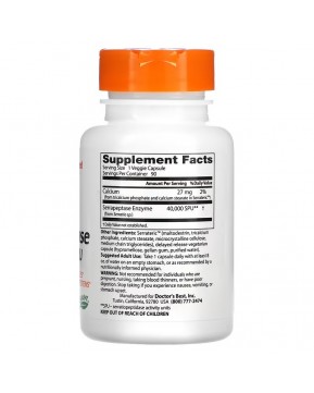 Doctor's Best, серрапептаза Best, 40 000 SPU, 90 вегетарианских капсул