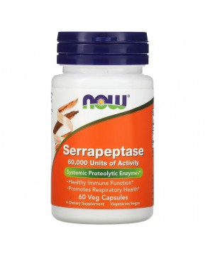 NOW Foods, серрапептаза, 60 растительных капсул NOW Foods, серрапептаза, 60 растительных капсул