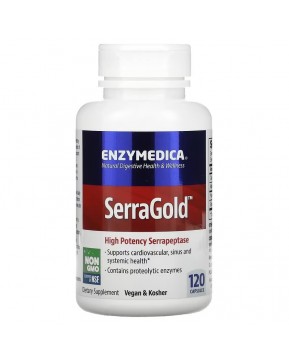 Enzymedica, SerraGold, высокоэффективная серрапептаза, 120 капсул Enzymedica, SerraGold, высокоэффективная серрапептаза, 120 капсул