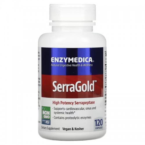 Enzymedica, SerraGold, высокоэффективная серрапептаза, 120 капсул Enzymedica, SerraGold, высокоэффективная серрапептаза, 120 капсул
