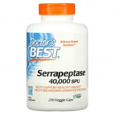 Doctor's Best, серрапептаза, 270 вегетарианских капсул Doctor's Best, серрапептаза, 270 вегетарианских капсул