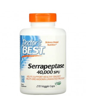 Doctor's Best, серрапептаза, 270 вегетарианских капсул Doctor's Best, серрапептаза, 270 вегетарианских капсул
