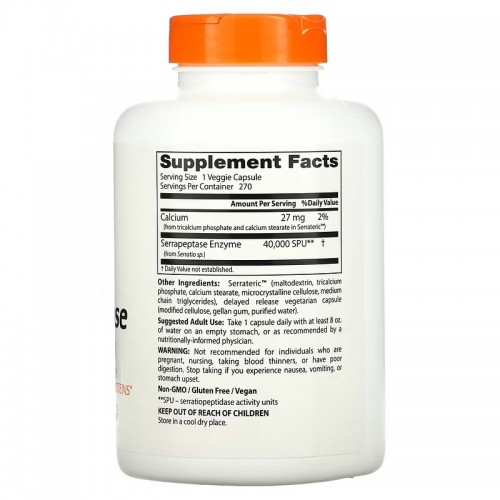 Doctor's Best, серрапептаза, 270 вегетарианских капсул Doctor's Best, серрапептаза, 270 вегетарианских капсул