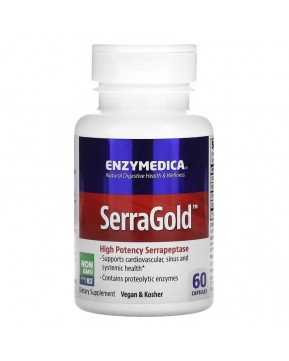 Enzymedica, SerraGold, высокоэффективная серрапептаза, 60 капсул Enzymedica, SerraGold, высокоэффективная серрапептаза, 60 капсул
