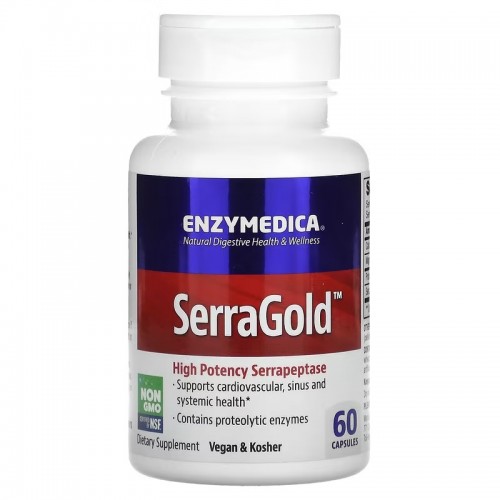 Enzymedica, SerraGold, высокоэффективная серрапептаза, 60 капсул Enzymedica, SerraGold, высокоэффективная серрапептаза, 60 капсул