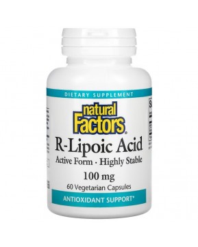 Natural Factors, R-липоевая кислота+, 100 мг, 60 вегетарианских капсул Natural Factors, R-липоевая кислота+, 100 мг, 60 вегетарианских капсул