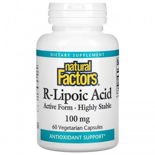Natural Factors, R-липоевая кислота+, 100 мг, 60 вегетарианских капсул Natural Factors, R-липоевая кислота+, 100 мг, 60 вегетарианских капсул