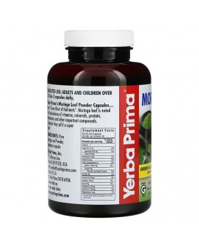 Yerba Prima, моринга в капсулах, 400 мг, 180 вегетарианских капсул