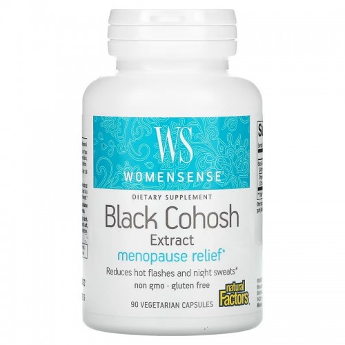 Natural Factors, WomenSense, экстракт черного кохоша, средство для облегчения менопаузы, 90 вегетарианских капсул Natural Factors, WomenSense, экстракт черного кохоша, средство для облегчения менопаузы, 90 вегетарианских капсул