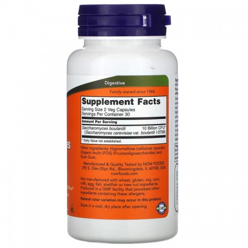 NOW Foods, сахаромицеты Буларди, 60 вегетарианских капсул NOW Foods, сахаромицеты Буларди, 60 вегетарианских капсул