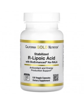 California Gold Nutrition, стабилизированная R-липоевая кислота, 120 растительных капсул California Gold Nutrition, стабилизированная R-липоевая кислота, 120 растительных капсул