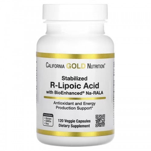 California Gold Nutrition, стабилизированная R-липоевая кислота, 120 растительных капсул California Gold Nutrition, стабилизированная R-липоевая кислота, 120 растительных капсул