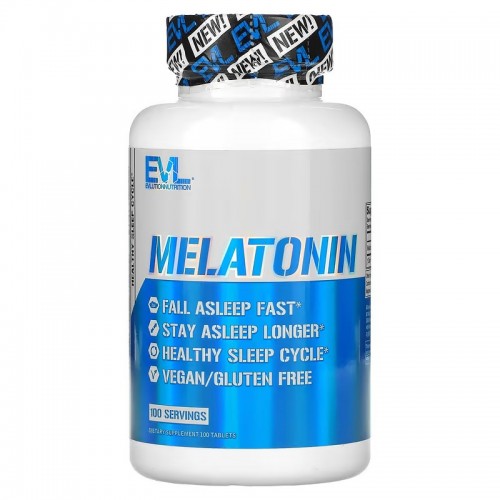 EVLution Nutrition, Мелатонин, 5 мг, 100 таблеток EVLution Nutrition, Мелатонин, 5 мг, 100 таблеток