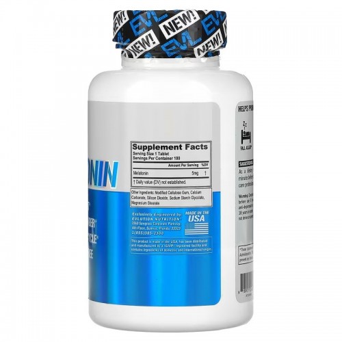 EVLution Nutrition, Мелатонин, 5 мг, 100 таблеток EVLution Nutrition, Мелатонин, 5 мг, 100 таблеток