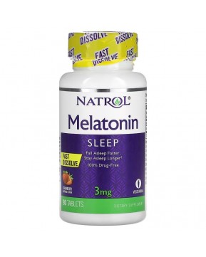 Natrol, Мелатонин, быстрорастворимые, клубника, 3 мг, 90 таблеток Natrol, Мелатонин, быстрорастворимые, клубника, 3 мг, 90 таблеток
