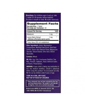 Natrol, Kids, мелатонин, для детей от 4 лет, клубничный вкус, 40 таблеток