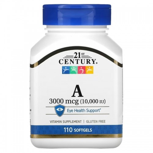 21st Century, Витамин A, 3000 мкг (10 000 МЕ), 110 мягких таблеток 21st Century, Витамин A, 3000 мкг (10 000 МЕ), 110 мягких таблеток
