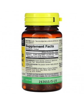 Mason Natural, витамин A из жира печени рыбы, 3000 мкг (10 000 МЕ), 100 капсул