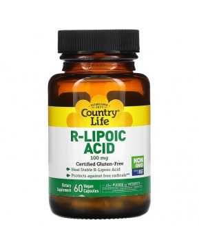 Country Life, R-липоевая кислота, 100 мг, 60 веганских капсул Country Life, R-липоевая кислота, 100 мг, 60 веганских капсул