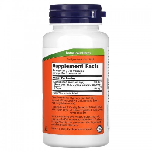 NOW Foods, Dopa Mucuna, 90 растительных капсул NOW Foods, Dopa Mucuna, 90 растительных капсул