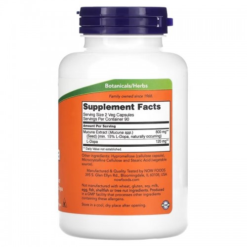 NOW Foods, Dopa Mucuna, 180 растительных капсул NOW Foods, Dopa Mucuna, 180 растительных капсул