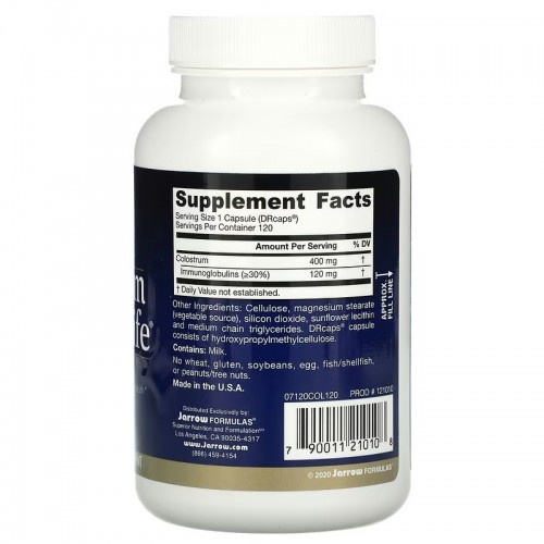 Jarrow Formulas, Prime Life, молозиво, 400 мг, 120 растительных капсул Jarrow Formulas, Prime Life, молозиво, 400 мг, 120 растительных капсул