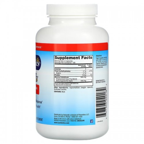 Symbiotics, Colostrum Plus, молозиво, 240 вегетарианских капсул Symbiotics, Colostrum Plus, молозиво, 240 вегетарианских капсул