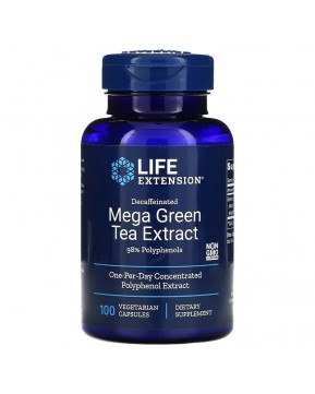 Life Extension, мегаэкстракт зеленого чая, без кофеина, 100 вегетарианских капсул