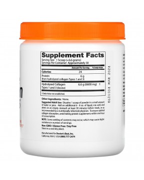 Doctor's Best, чистый коллаген типов 1 и 3 в порошке, 200 г