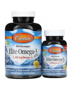 Carlson, Wild Caught, Elite Omega-3 Gems, отборные омега-3 кислоты, натуральный лимонный вкус, 800 мг, 90 +30 мягких таблеток Carlson, Wild Caught, Elite Omega-3 Gems, отборные омега-3 кислоты, натуральный лимонный вкус, 800 мг, 90 +30 мягких таблеток