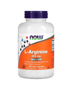 NOW Foods, L-аргинин, 500 мг, 250 растительных капсул