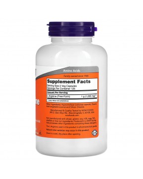 NOW Foods, L-аргинин, 500 мг, 250 растительных капсул