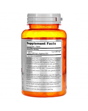 NOW Foods, L-аргинин, 1000 мг, 60 таблеток