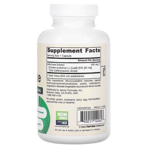 Jarrow Formulas, артишок, 500 мг, 180 растительных капсул